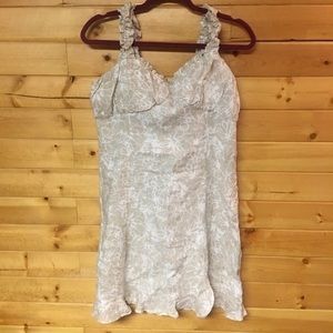 Beige and White Summer Dress By Shekou, Sleeveless Crushed Shoulder strap